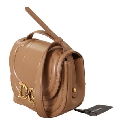 Dolce & Gabbana - Elegant Beige Leather Shoulder Bag with Gold Detailing