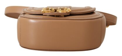 Dolce & Gabbana - Elegant Beige Leather Shoulder Bag with Gold Detailing