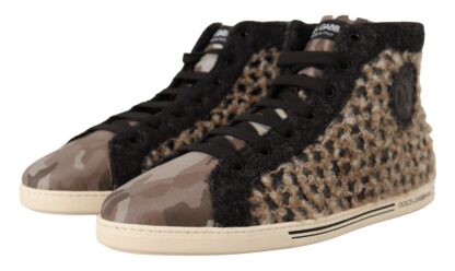 Dolce & Gabbana - Beige High Top Cotton-Wool Sneakers