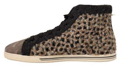 Dolce & Gabbana - Beige High Top Cotton-Wool Sneakers