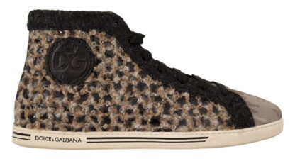 Dolce & Gabbana - Beige High Top Cotton-Wool Sneakers