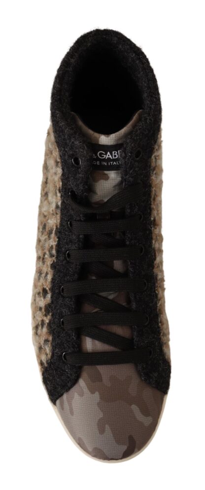 Dolce & Gabbana - Beige High Top Cotton-Wool Sneakers