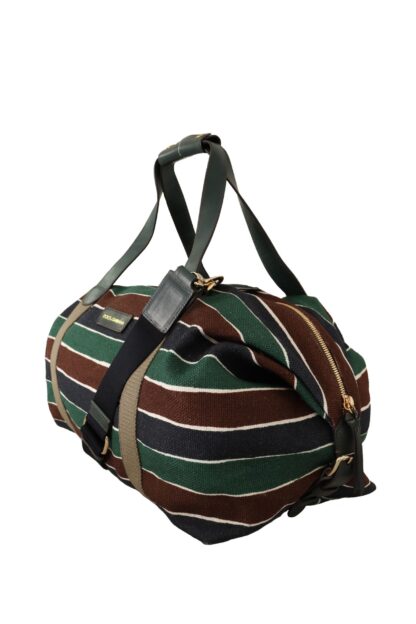 Dolce & Gabbana - Sophisticated Striped Linen-Leather Travel Bag