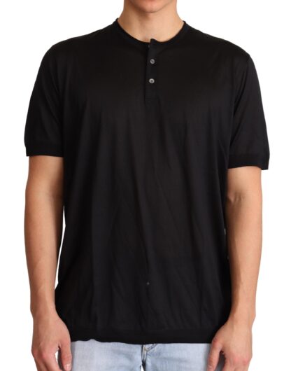 Dolce & Gabbana - Sumptuous Silk Henley T-Shirt in Black