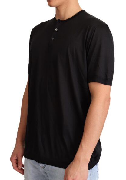 Dolce & Gabbana - Sumptuous Silk Henley T-Shirt in Black