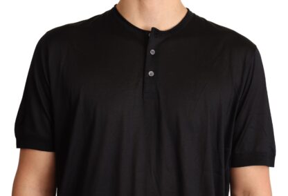 Dolce & Gabbana - Sumptuous Silk Henley T-Shirt in Black