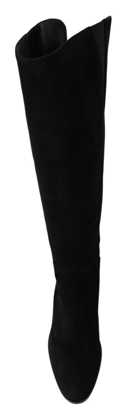 Dolce & Gabbana - Black Suede Knee High Flat Boots Shoes