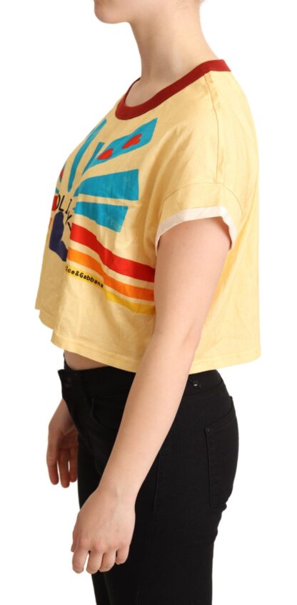 Dolce & Gabbana - Chic Yellow Print Cropped Tee with Contrast Trim