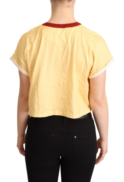 Dolce & Gabbana - Chic Yellow Print Cropped Tee with Contrast Trim