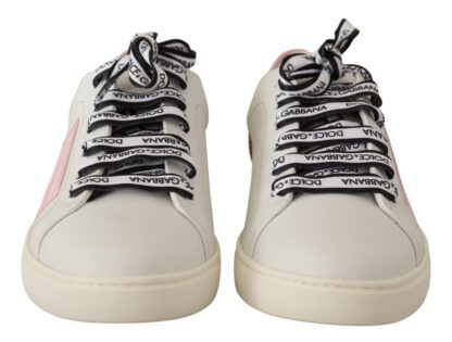 Dolce & Gabbana - Chic White & Pink Leather Sneakers