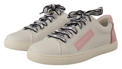 Dolce & Gabbana - Chic White & Pink Leather Sneakers