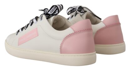 Dolce & Gabbana - Chic White & Pink Leather Sneakers