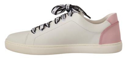 Dolce & Gabbana - Chic White & Pink Leather Sneakers