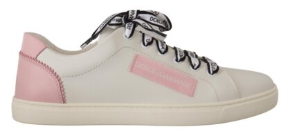 Dolce & Gabbana - Chic White & Pink Leather Sneakers