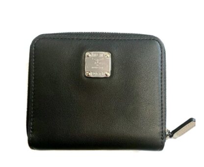 MCM - MCM Women's White Black Contrast Logo Small Zip Wallet