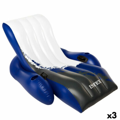 Φουσκωτή Καρέκλα για την Πισίνα Intex Floating Recliner Μπλε Λευκό 180,3 x 66 x 134,6 cm (3 Μονάδες)