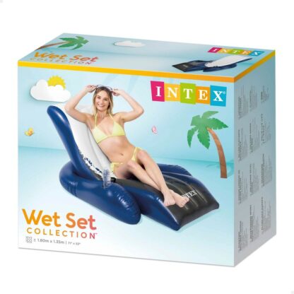 Φουσκωτή Καρέκλα για την Πισίνα Intex Floating Recliner Μπλε Λευκό 180,3 x 66 x 134,6 cm (3 Μονάδες)