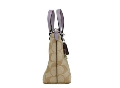 COACH - Gallery Mini Khaki Lilac Signature Coated Canvas Crossbody Bag