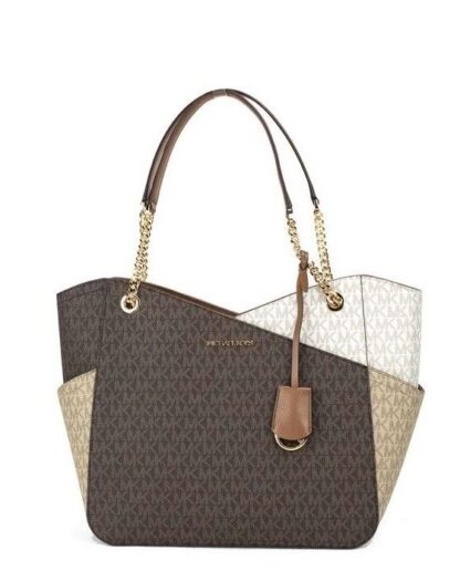 Michael Kors - Jet Set Luggage Multi Signature X Cross Chain Shoulder Tote Handbag