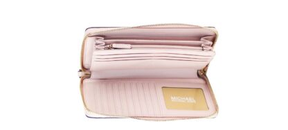 Michael Kors - Jet Set Travel Large Brown Signature Pink Continental Wrist Wallet