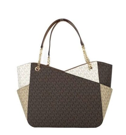 Michael Kors - Jet Set Luggage Multi Signature X Cross Chain Shoulder Tote Handbag