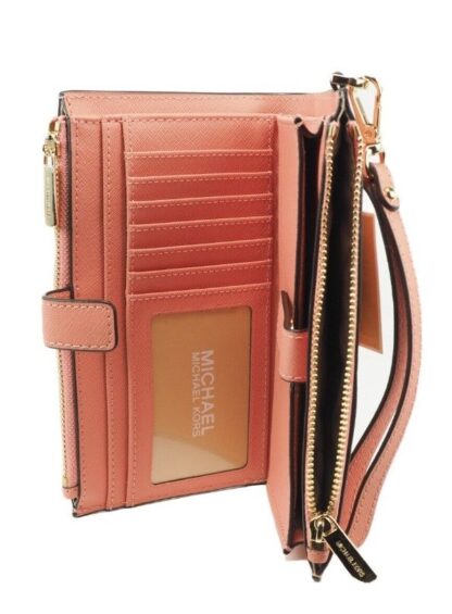 Michael Kors - Jet Set Travel Signature Leather Large Double Zip Wristlet Wallet Sherbert