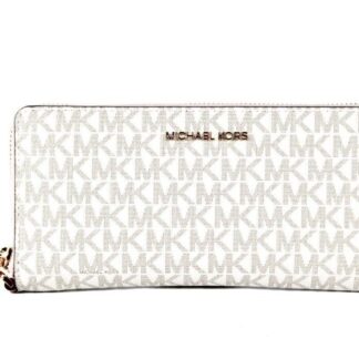 Michael Kors - Jet Set Travel Large Brown Signature Pink Continental Wrist Wallet