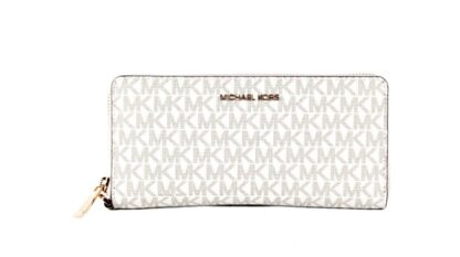 Michael Kors - Jet Set Travel Large Vanilla Signature Pink Continental Wallet