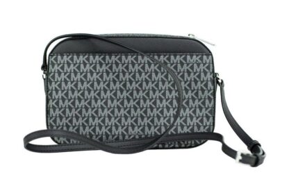 Michael Kors - Jet Set Large East West Black Silver PVC Zip Chain Crossbody Bag