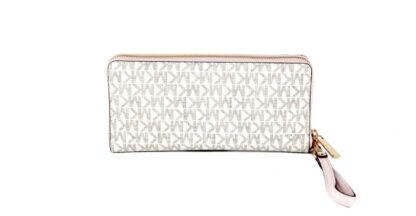 Michael Kors - Jet Set Travel Large Vanilla Signature Pink Continental Wallet