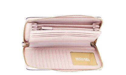 Michael Kors - Jet Set Travel Large Vanilla Signature Pink Continental Wallet