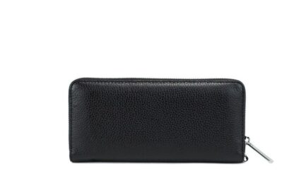 Michael Kors - Jet Set Travel Large Black Leather Silver Continental Wrist Wallet