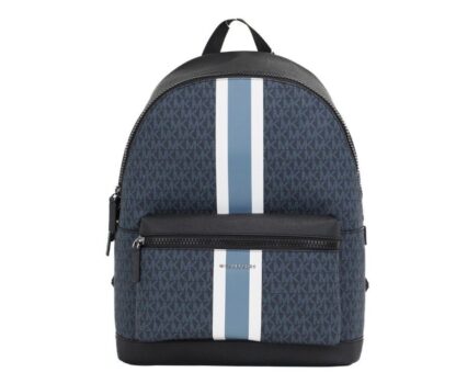 Michael Kors - Cooper Large Admiral Signature PVC Varsity Stripe Backpack Bookbag Blue