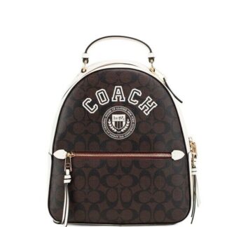 COACH - Kacey Khaki Brown Blocked Signature Canvas Top Zip Satchel Handbag