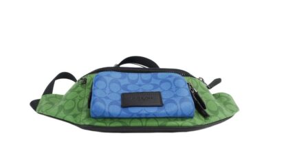 COACH - Neon Green Multi Blocked Signature Canvas Track Waist Belt Bag