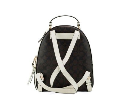 COACH - Varsity Brown Chalk Signature Coated Canvas Jordyn Backpack Bag