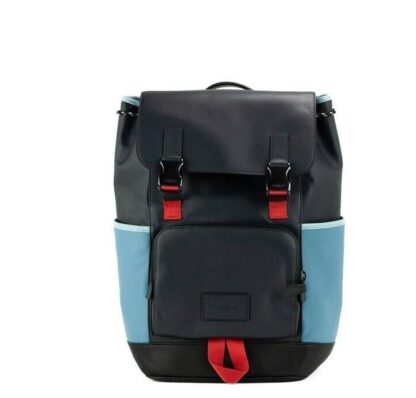 COACH - Large Midnight Colorblock Smooth Leather Track Backpack Book Bag