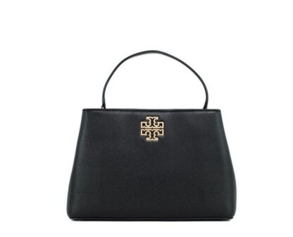 Tory Burch - Britten Small Black Pebbled Leather Satchel Crossbody Bag