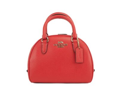 COACH - Sydney Small Miami Red Crossgrain Leather Satchel Crossbody Bag