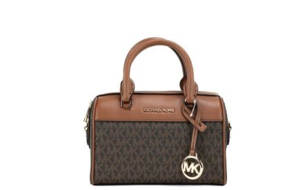 Michael Kors - Travel XS Brown Signature Leather Duffle Crossbody Handbag Purse