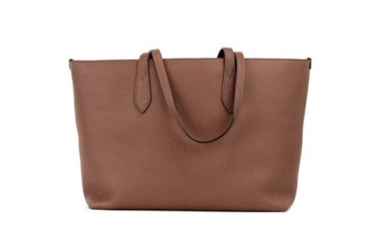 Burberry - Ardwell Medium Tan Logo Pebbled Leather Shoulder Tote Handbag Purse Brown