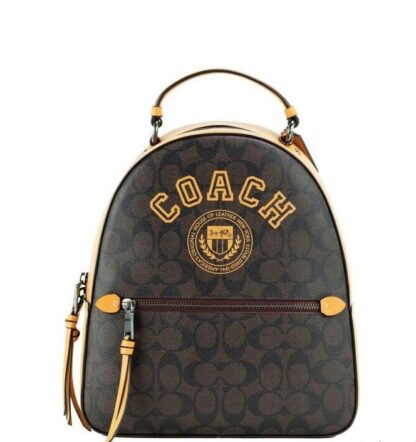 COACH - Varsity Brown Buttercup Signature Coated Canvas Jordyn Backpack