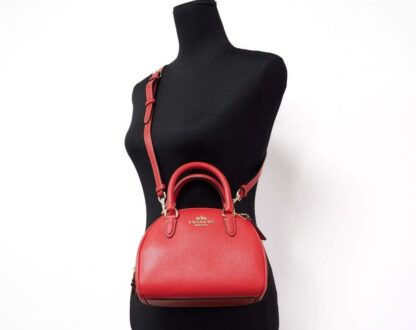 COACH - Sydney Small Miami Red Crossgrain Leather Satchel Crossbody Bag