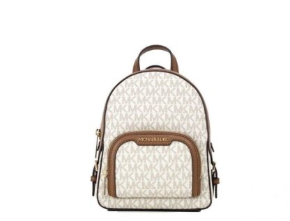 Michael Kors - Jaycee XS Vanilla Signature PVC Zip Pocket Shoulder Backpack Bag