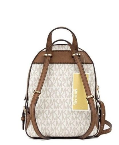 Michael Kors - Jaycee XS Vanilla Signature PVC Zip Pocket Shoulder Backpack Bag