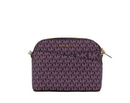 Michael Kors - Jet Set Medium Bordeaux Signature PVC X Cross Dome Crossbody Bag