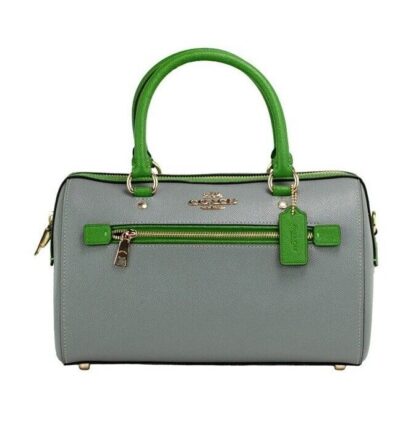 COACH - Rowan Multi Kelly Green Colorblock Leather Satchel Crossbody Bag