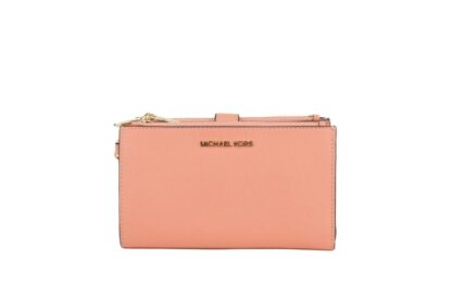 Michael Kors - Jet Set Travel Signature Leather Large Double Zip Wristlet Wallet Sherbert