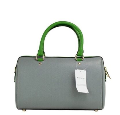 COACH - Rowan Multi Kelly Green Colorblock Leather Satchel Crossbody Bag