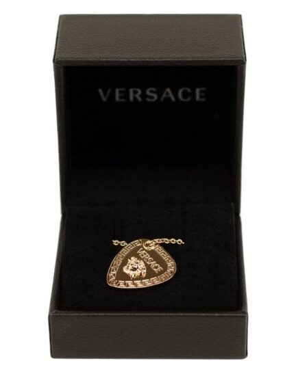 Versace - Gold Toned Brass Medusa Head Triangle Coin Guitar Pick Chain Necklace